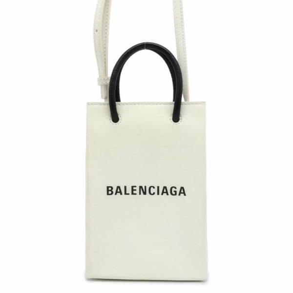 バレンシアガ ショルダーバッグ ショッピング フォンホルダーバッグ レザー 593826 BALENCIAGA ミニバッグ 白