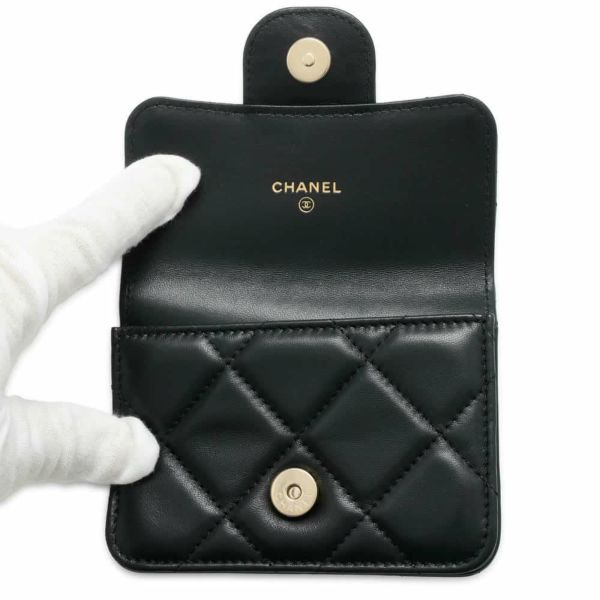 シャネル ベルトバッグ マトラッセ ココマーク チェーンポーチ ラムスキン CHANEL ウエストバッグ 黒