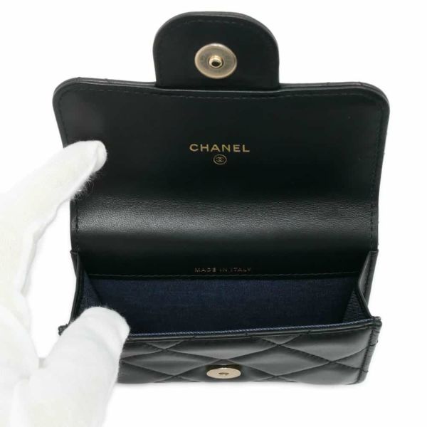 シャネル ベルトバッグ マトラッセ ココマーク チェーンポーチ ラムスキン CHANEL ウエストバッグ 黒