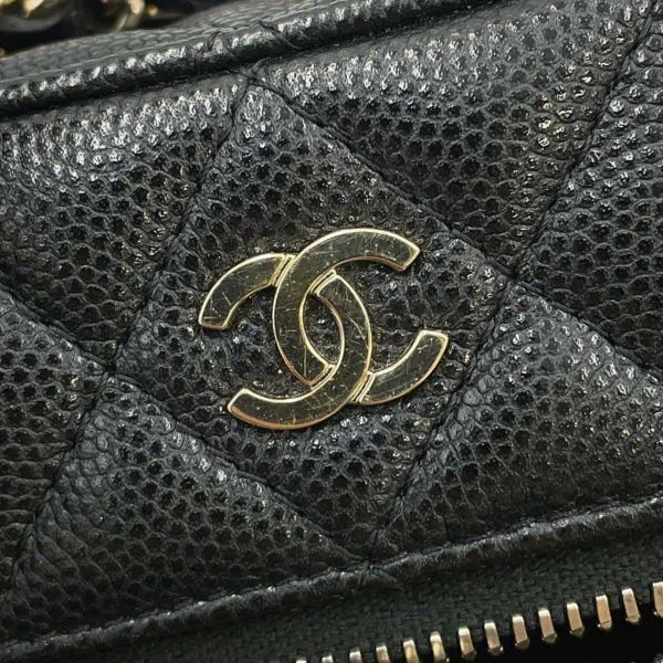 シャネル チェーンショルダーバッグ マトラッセ ココマーク クラシック バニティ フォンケース キャビアスキン AP2084 CHANEL 黒