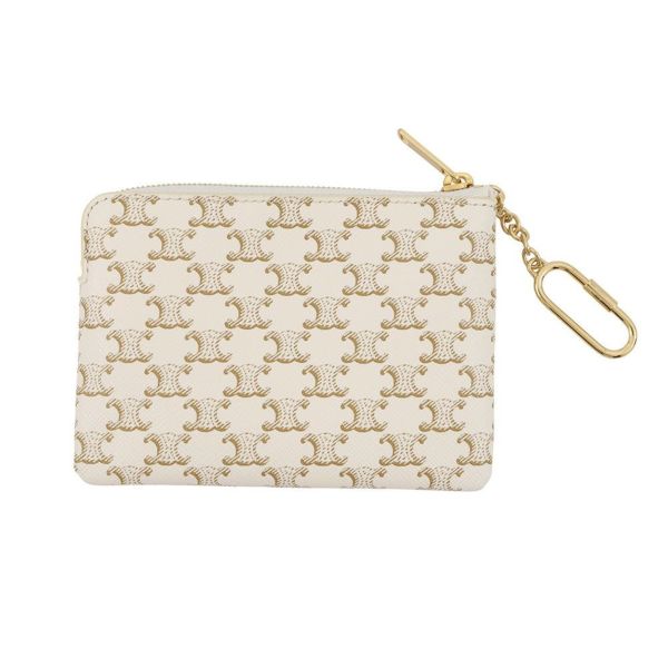 セリーヌ コインケース トリオンフ ロゴ キーリング付き コインパース PVC 10C662CA2 CELINE 小銭入れ 白