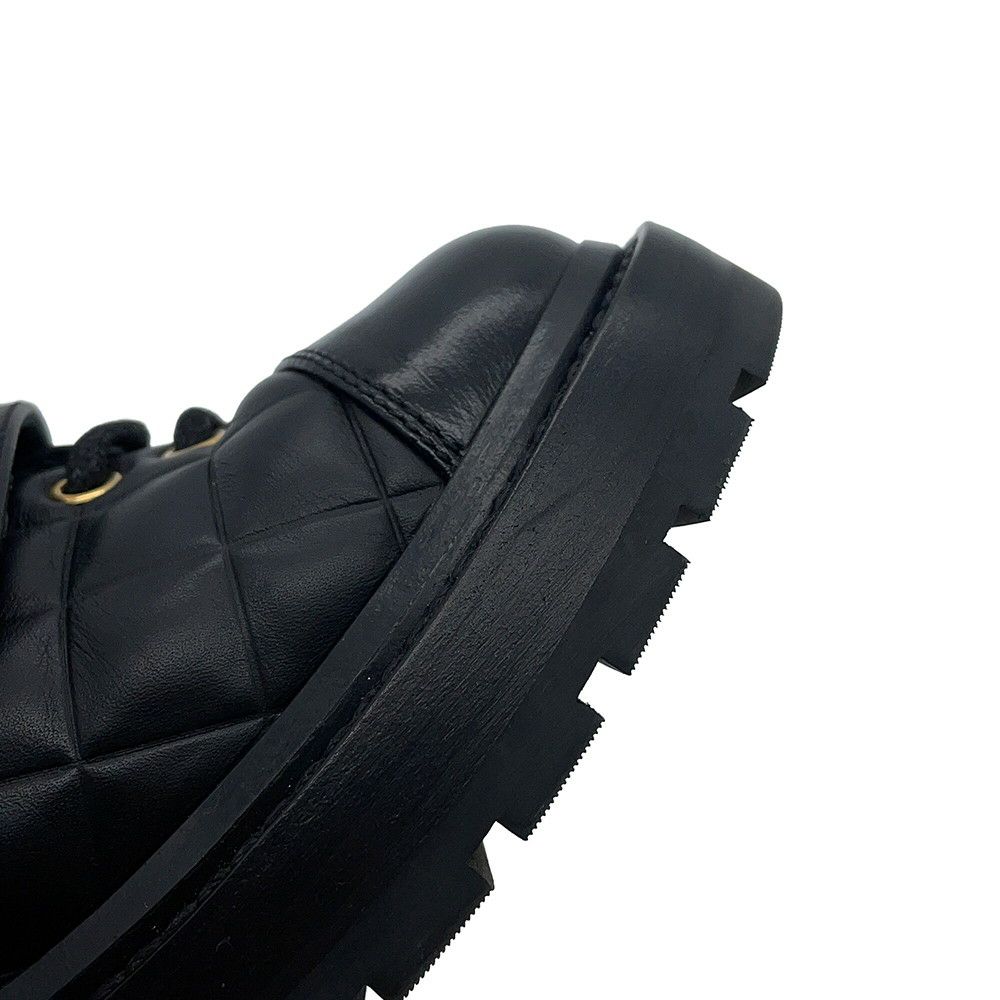 シャネル ショートブーツ マトラッセ ココマーク レースアップ レザー レディースサイズ35 G39516 CHANEL 靴 黒