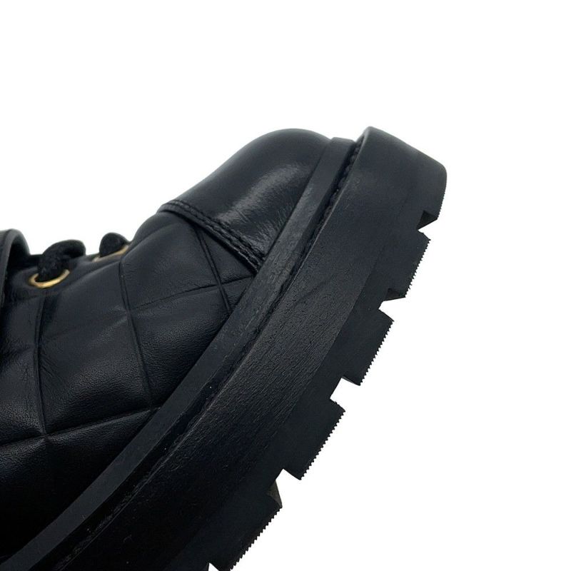 シャネル ショートブーツ マトラッセ ココマーク レースアップ レザー レディースサイズ35 G39516 CHANEL 靴 黒