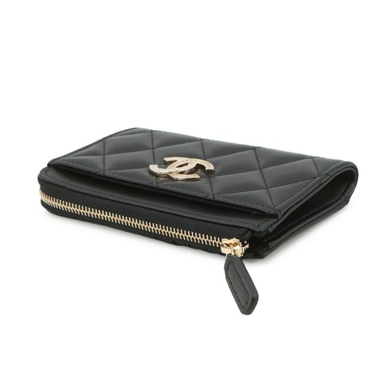 シャネル コインケース マトラッセ ココマーク ラムスキン AP4344 CHANEL フラグメント カードケース 黒