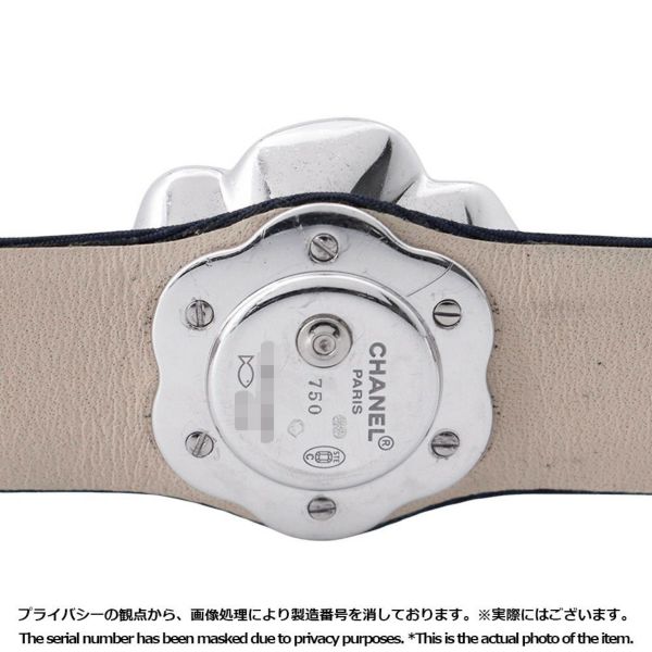 シャネル カメリア サファイア/ダイヤベゼル H1186 CHANEL 腕時計 ホワイトシェル文字盤 4Pダイヤ クォーツ