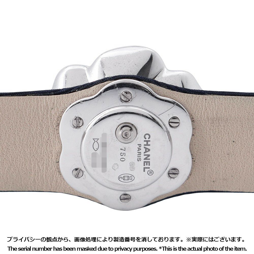 シャネル カメリア サファイア/ダイヤベゼル H1186 CHANEL 腕時計 ホワイトシェル文字盤 4Pダイヤ クォーツ