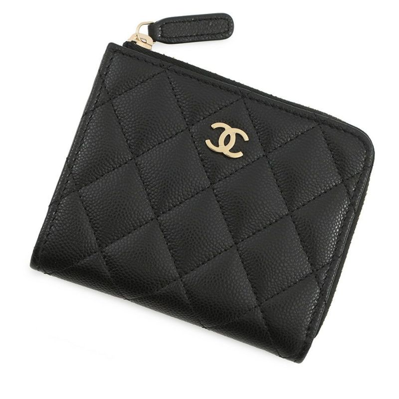シャネル コインケース マトラッセ ココマーク キャビアスキン L字ファスナー AP3999 財布 カードケース 黒