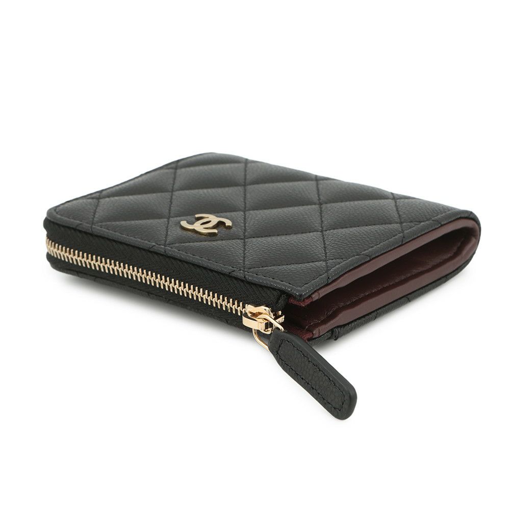 シャネル コインケース マトラッセ ココマーク キャビアスキン L字ファスナー AP3999 財布 カードケース 黒