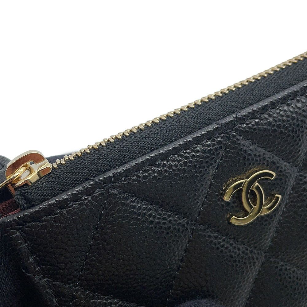 シャネル コインケース マトラッセ ココマーク キャビアスキン L字ファスナー AP3999 財布 カードケース 黒