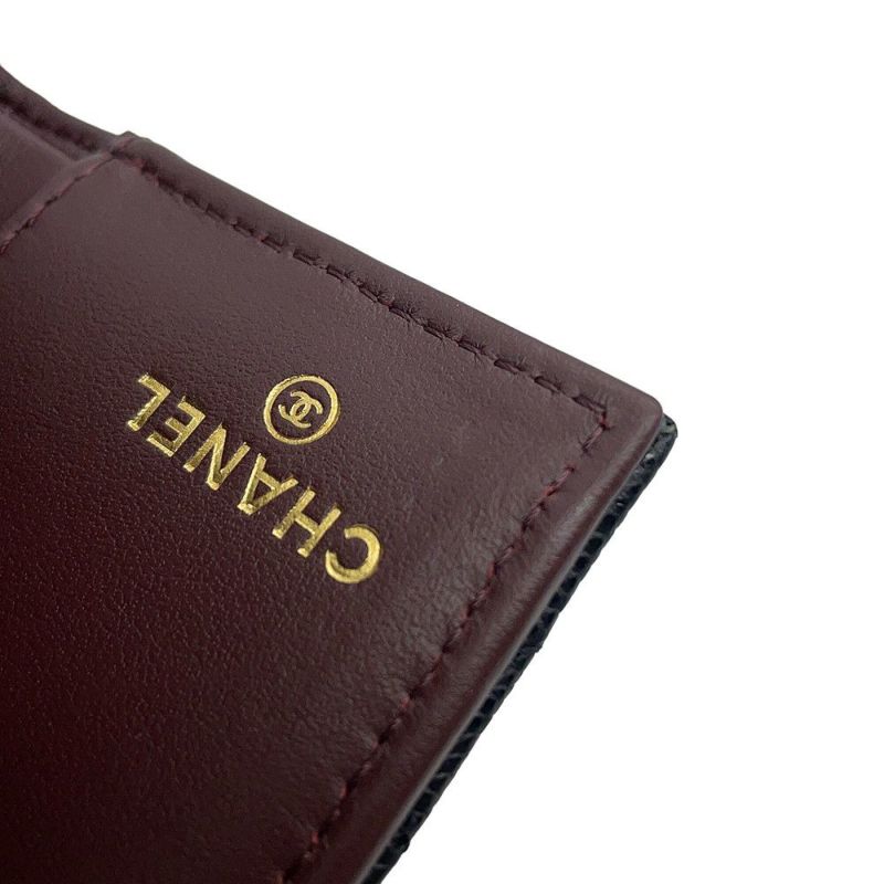 シャネル 三つ折り財布 マトラッセ ココマーク クラシック スモール フラップ ウォレット キャビアスキン AP0230 CHANEL 財布 黒