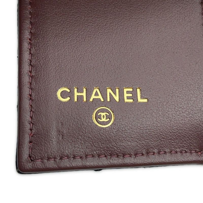 シャネル 三つ折り財布 マトラッセ ココマーク クラシック スモール フラップ ウォレット キャビアスキン AP0230 CHANEL 財布 黒