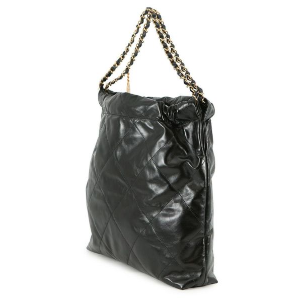 シャネル ハンドバッグ シャネル22 ミディアム シャイニーカーフレザー AS3261 CHANEL バッグ ショルダーバッグ 黒
