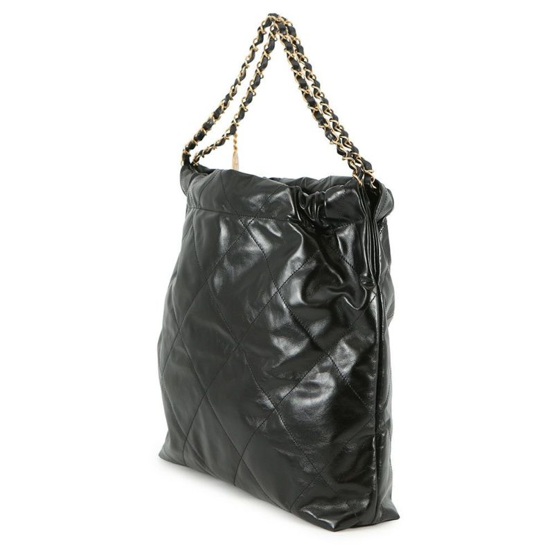 シャネル ハンドバッグ シャネル22 ミディアム シャイニーカーフレザー AS3261 CHANEL バッグ ショルダーバッグ 黒