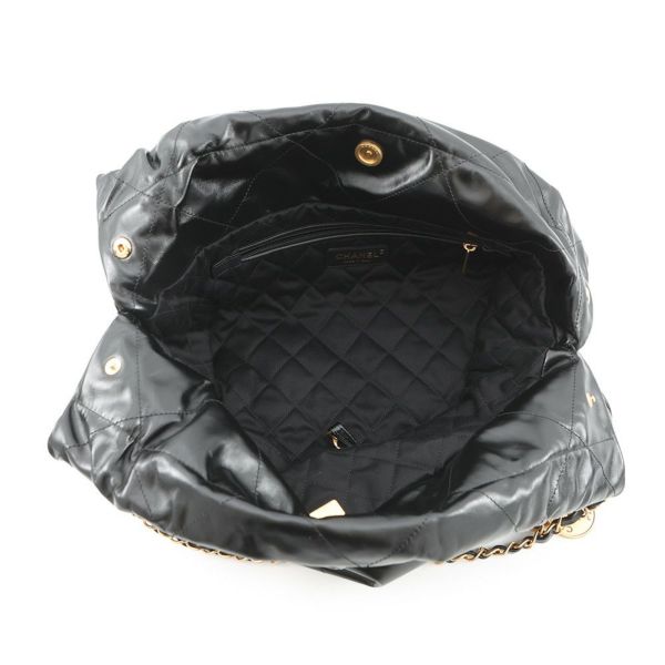 シャネル ハンドバッグ シャネル22 ミディアム シャイニーカーフレザー AS3261 CHANEL バッグ ショルダーバッグ 黒