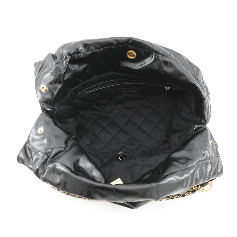シャネル ハンドバッグ シャネル22 ミディアム シャイニーカーフレザー AS3261 CHANEL バッグ ショルダーバッグ 黒