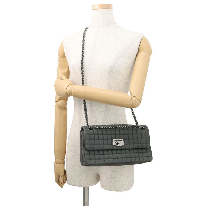 シャネル チェーンショルダーバッグ ココマーク チョコバー ダブルチェーン ラムスキン A92550 CHANEL