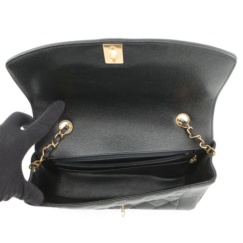 シャネル チェーンショルダーバッグ マトラッセ25 ココマーク ダイアナ キャビアスキン A01165 CHANEL 黒