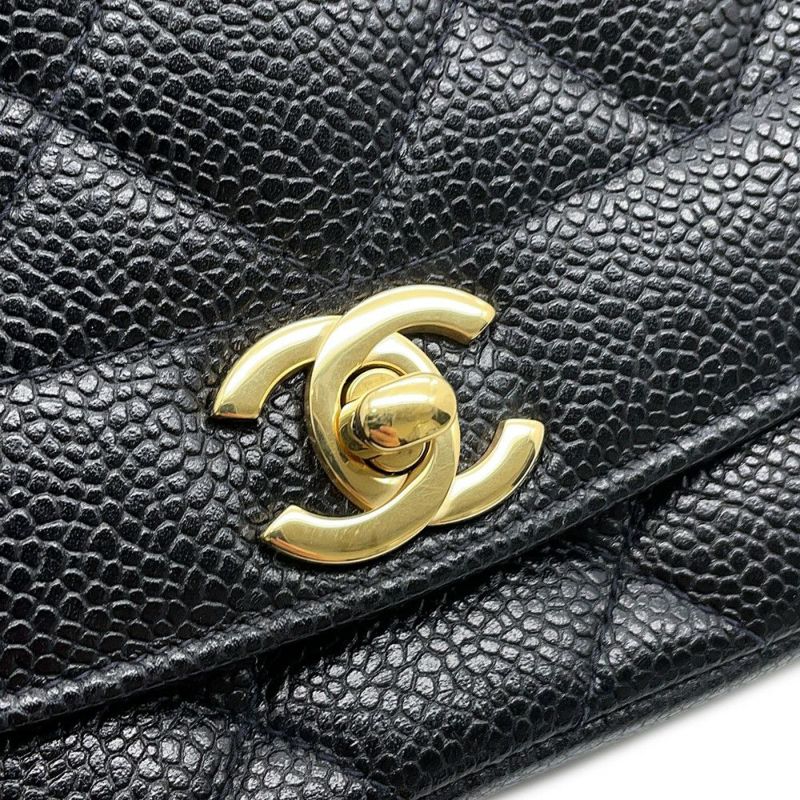 シャネル チェーンショルダーバッグ マトラッセ25 ココマーク ダイアナ キャビアスキン A01165 CHANEL 黒