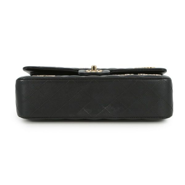 シャネル チェーンショルダーバッグ マトラッセ25 ココマーク ワッペン ダブルチェーン ラムスキン A01112 CHANEL 黒 24年クルーズ