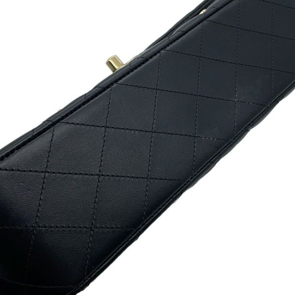 シャネル チェーンショルダーバッグ マトラッセ25 ココマーク ワッペン ダブルチェーン ラムスキン A01112 CHANEL 黒 24年クルーズ