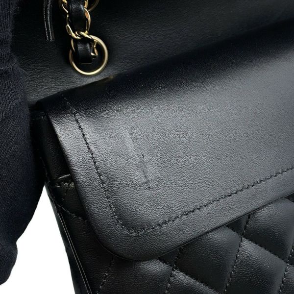 シャネル チェーンショルダーバッグ マトラッセ25 ココマーク ワッペン ダブルチェーン ラムスキン A01112 CHANEL 黒 24年クルーズ