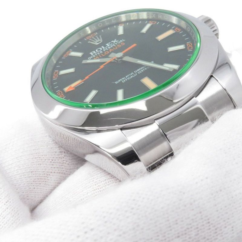 ロレックス ミルガウス グリーンガラス ランダムシリアル ルーレット 116400GV ROLEX 腕時計 黒文字盤