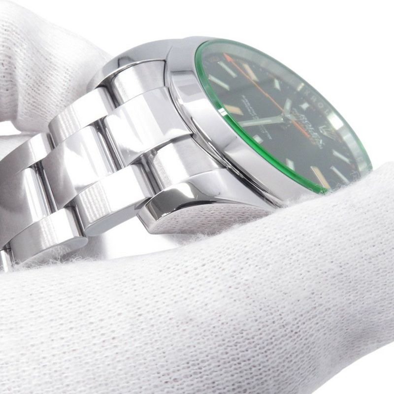 ロレックス ミルガウス グリーンガラス ランダムシリアル ルーレット 116400GV ROLEX 腕時計 黒文字盤