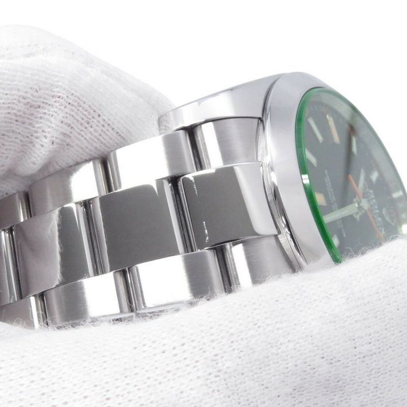 ロレックス ミルガウス グリーンガラス ランダムシリアル ルーレット 116400GV ROLEX 腕時計 黒文字盤