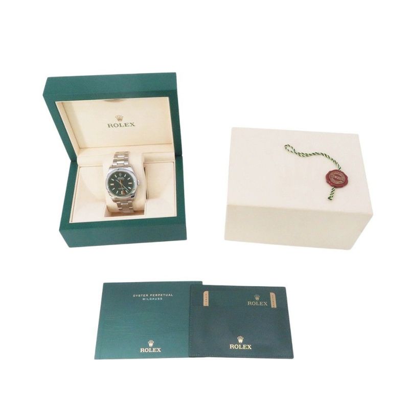 ロレックス ミルガウス グリーンガラス ランダムシリアル ルーレット 116400GV ROLEX 腕時計 黒文字盤