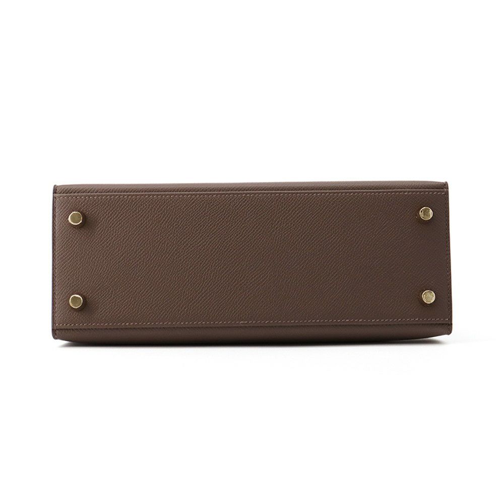 エルメス ケリー25 外縫い トリコロール エコルセ/ブラック/エトゥープ/ゴールド金具 エプソン W刻印 2wayショルダー