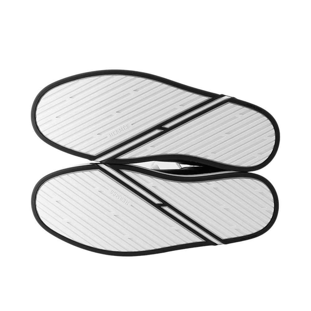 エルメス スニーカー キッド レザー メンズ40.5 HERMES靴 黒 白