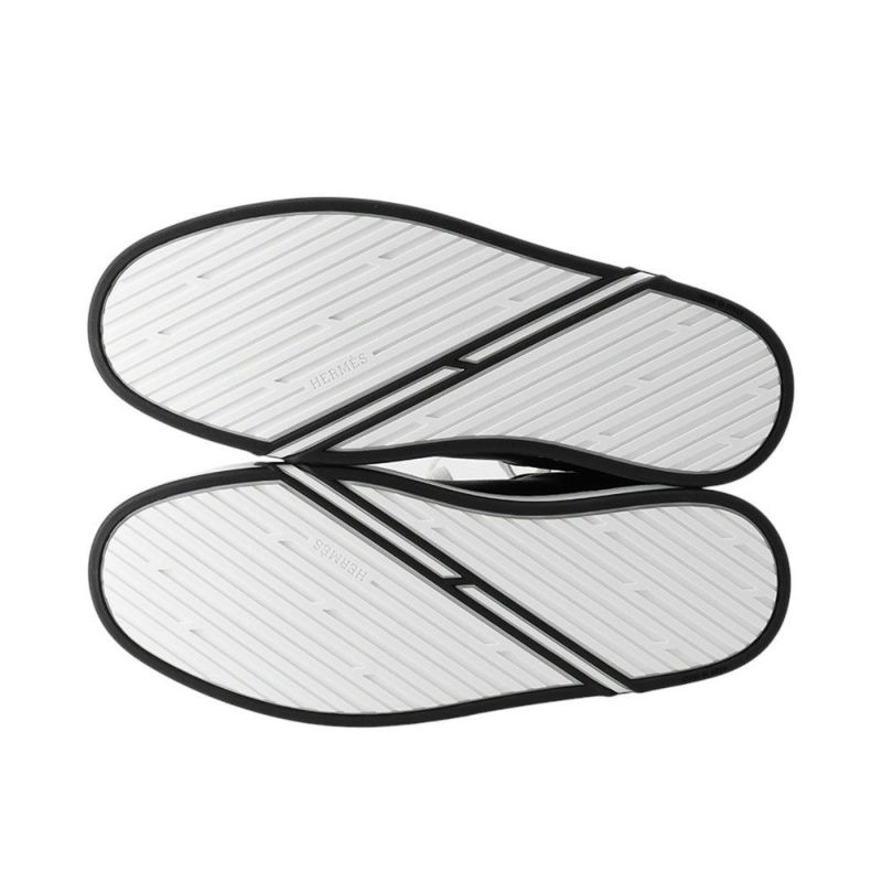 エルメス スニーカー キッド レザー メンズ40.5 HERMES靴 黒 白