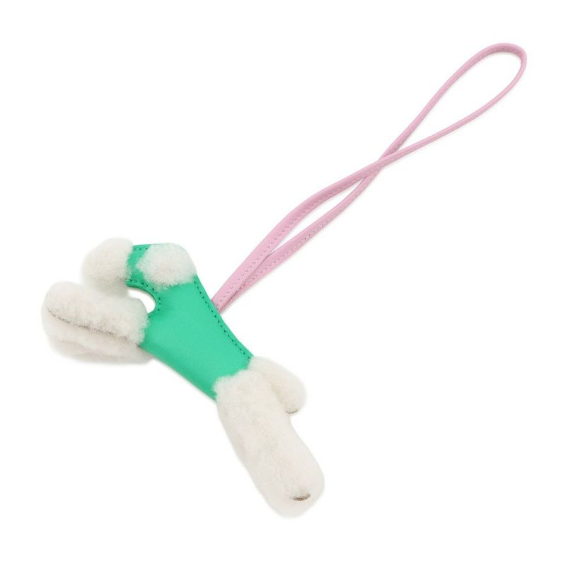 エルメス バッグチャーム バディ ミント/モーヴシルベストル ラムスキン/ムートン U刻印