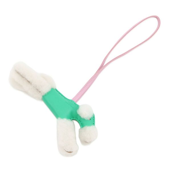 エルメス バッグチャーム バディ ミント/モーヴシルベストル ラムスキン/ムートン U刻印