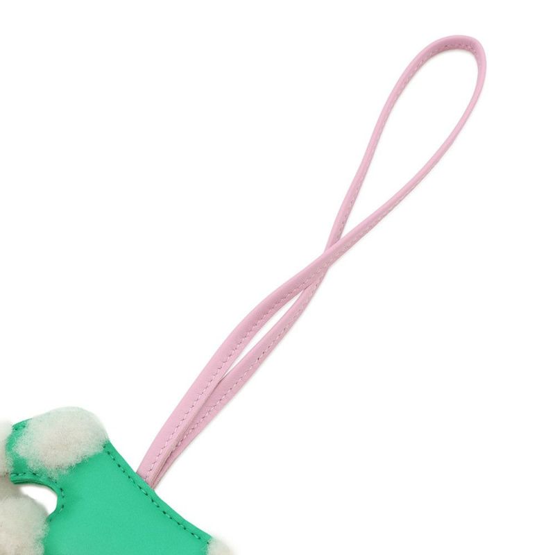 エルメス バッグチャーム バディ ミント/モーヴシルベストル ラムスキン/ムートン U刻印