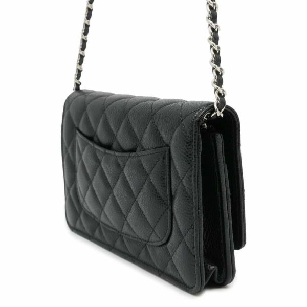 シャネル チェーンウォレット クラシック マトラッセ ココマーク キャビアスキン AP0250 CHANEL 財布 黒