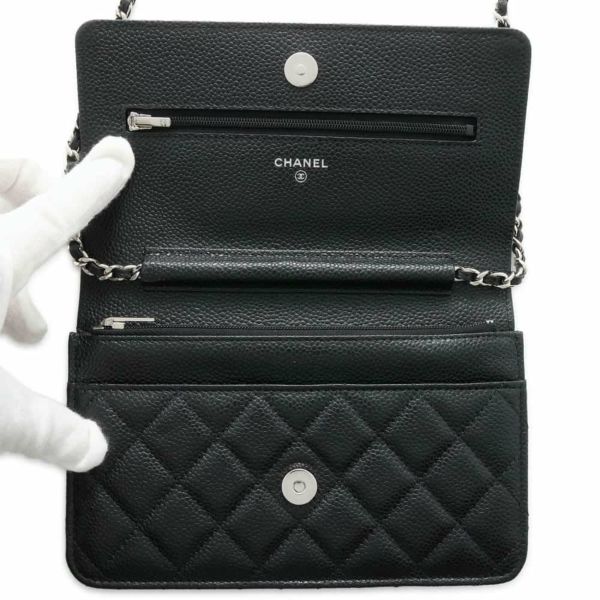 シャネル チェーンウォレット クラシック マトラッセ ココマーク キャビアスキン AP0250 CHANEL 財布 黒