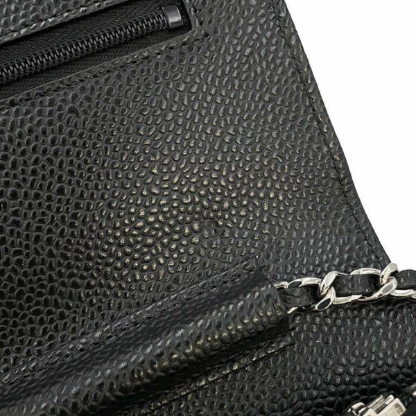 シャネル チェーンウォレット クラシック マトラッセ ココマーク キャビアスキン AP0250 CHANEL 財布 黒