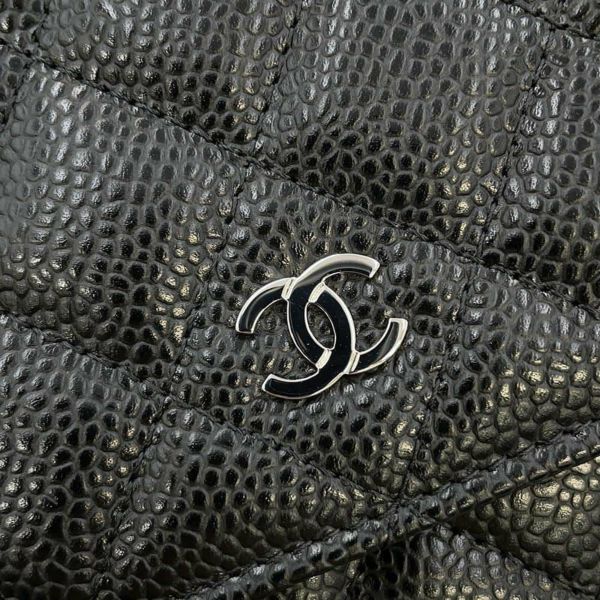 シャネル チェーンウォレット クラシック マトラッセ ココマーク キャビアスキン AP0250 CHANEL 財布 黒