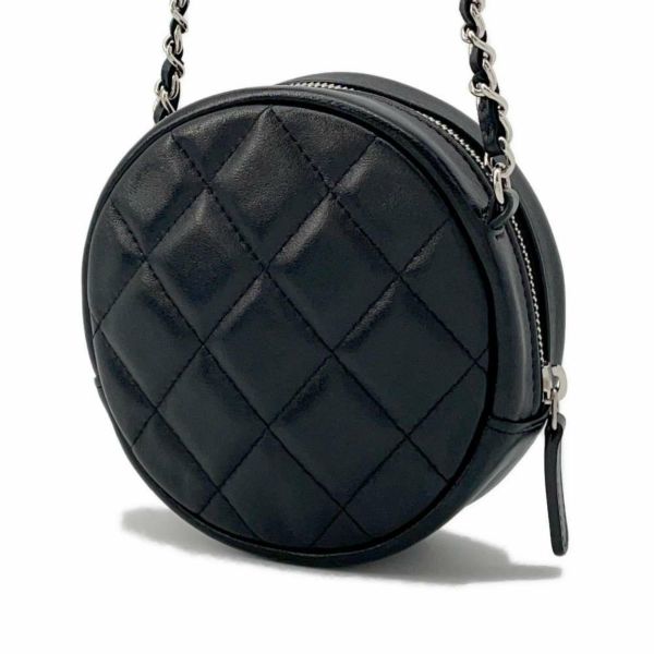 シャネル チェーンショルダーバッグ マトラッセ ココマーク ラウンド クラシック ミニ ラムスキン AP0245 CHANEL 黒