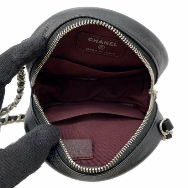 シャネル チェーンショルダーバッグ マトラッセ ココマーク ラウンド クラシック ミニ ラムスキン AP0245 CHANEL 黒