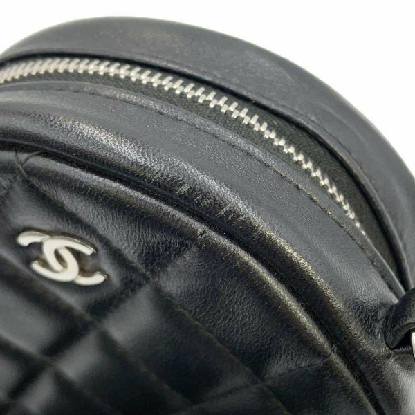 シャネル チェーンショルダーバッグ マトラッセ ココマーク ラウンド クラシック ミニ ラムスキン AP0245 CHANEL 黒