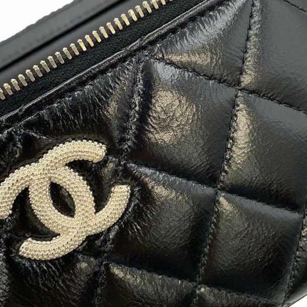 シャネル チェーンショルダーバッグ マトラッセ ココマーク バニティバッグ ラムスキン CHANEL ヴァニティバッグ 黒