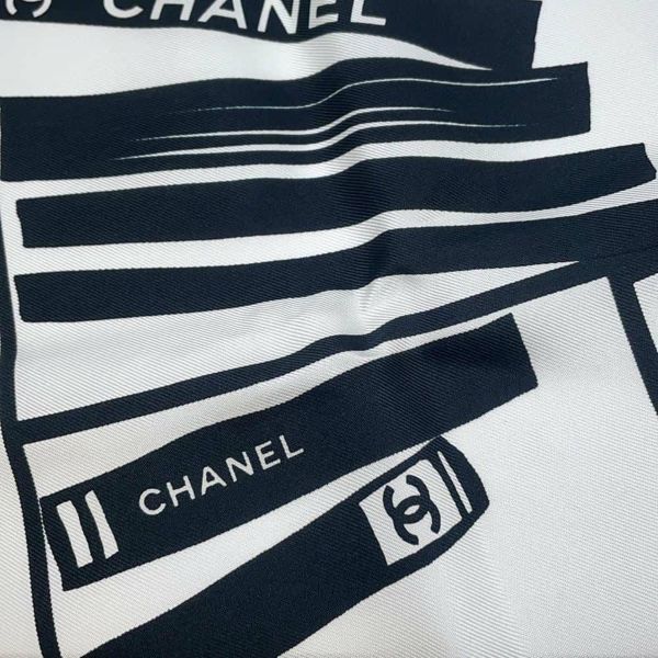 シャネル スカーフ ココマーク シルク CHANEL 白 黒