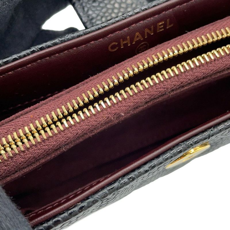 シャネル ポーチ マトラッセ ココマーク キャビアスキン A48227 CHANEL 小銭入れ 黒
