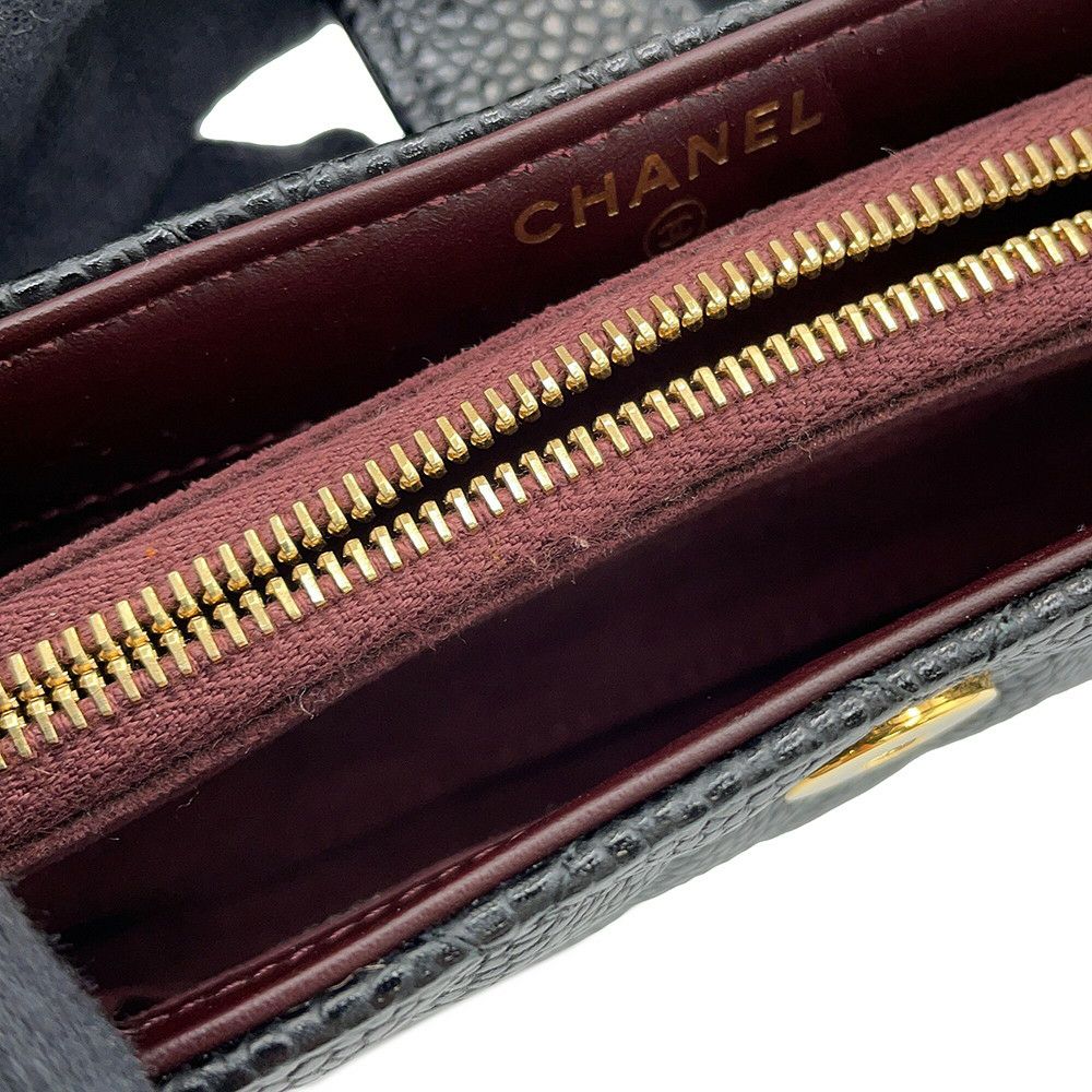 シャネル ポーチ マトラッセ ココマーク キャビアスキン A48227 CHANEL 小銭入れ 黒