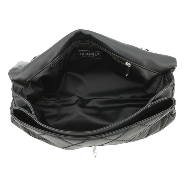 シャネル チェーンショルダーバッグ マトラッセ ココマーク ウルトラステッチ ダブルチェーン レザー CHANEL A50853 黒