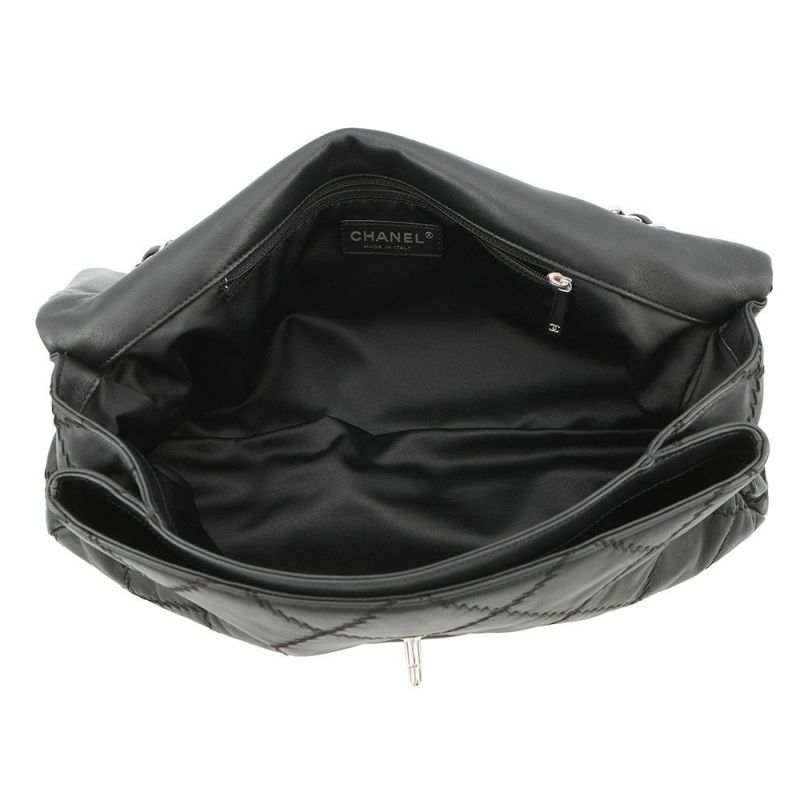 シャネル チェーンショルダーバッグ マトラッセ ココマーク ウルトラステッチ ダブルチェーン レザー CHANEL A50853 黒