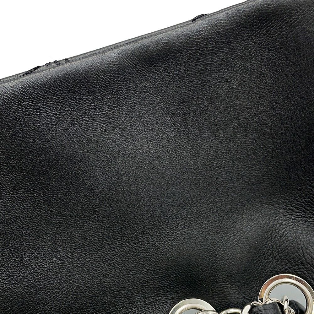 シャネル チェーンショルダーバッグ マトラッセ ココマーク ウルトラステッチ ダブルチェーン レザー CHANEL A50853 黒
