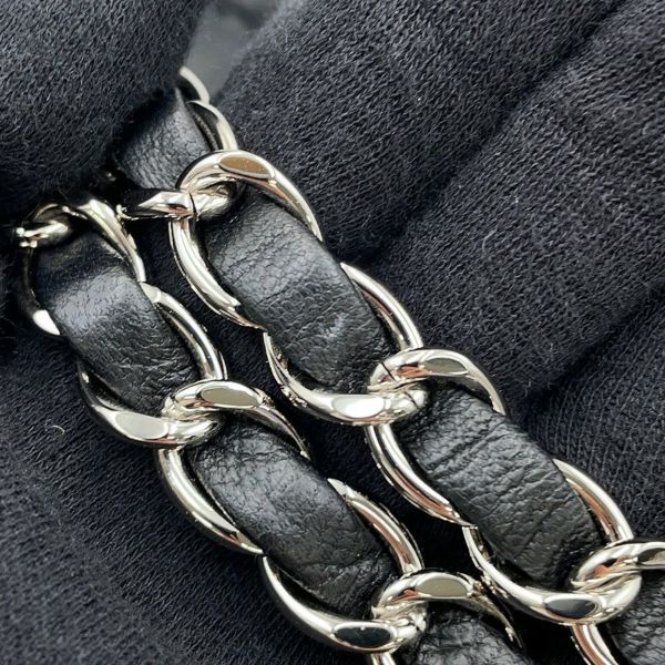 シャネル チェーンショルダーバッグ マトラッセ ココマーク ウルトラステッチ ダブルチェーン レザー CHANEL A50853 黒